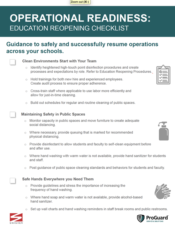 ProGuard/Swisher Corporate Checklist Reopening - Education