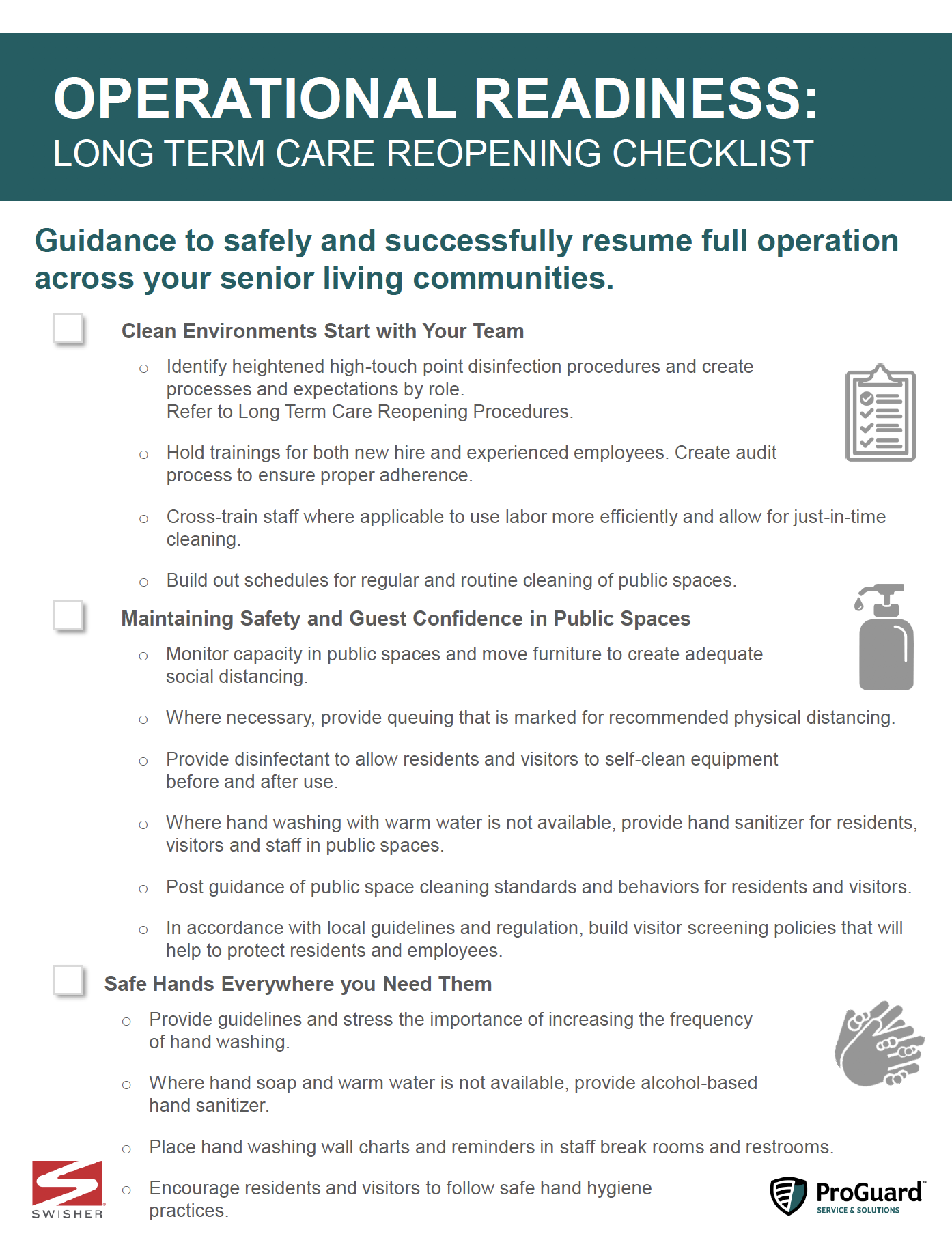 ProGuard/Swisher Corporate Checklist Reopening - LTC